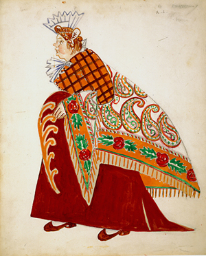 М.Ф.Ларионов. Сваха. Эскиз костюма к балету "Шут". 1915
